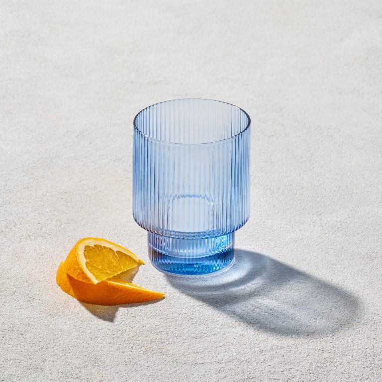 Bleu Ribbed 10 oz Glass S/6