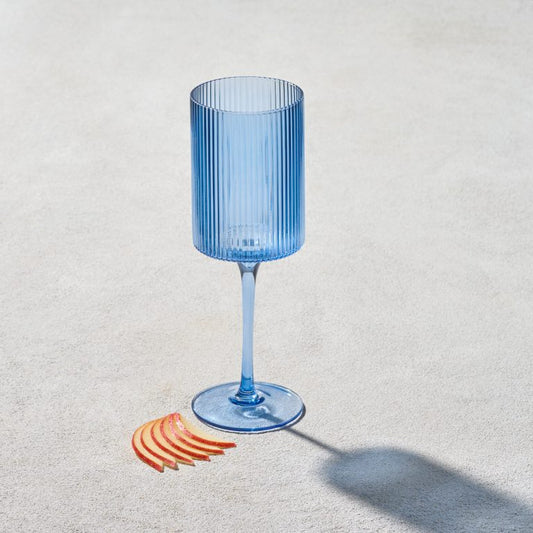 Bleu Ribbed 11 oz Stem S/6