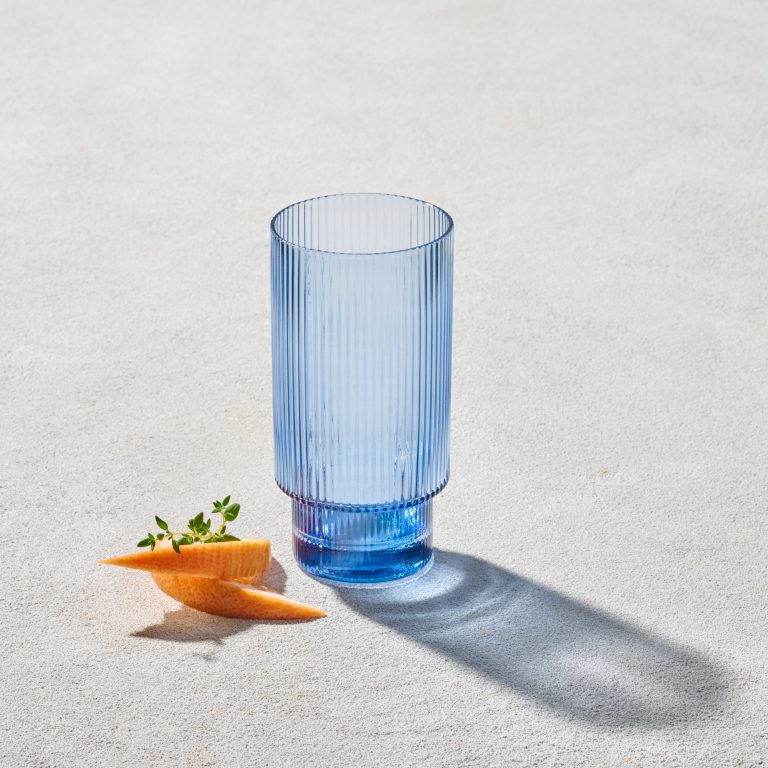 Bleu Ribbed 15 oz Glass S/6