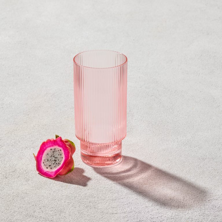 Blush Ribbed 15 oz Glass S/6