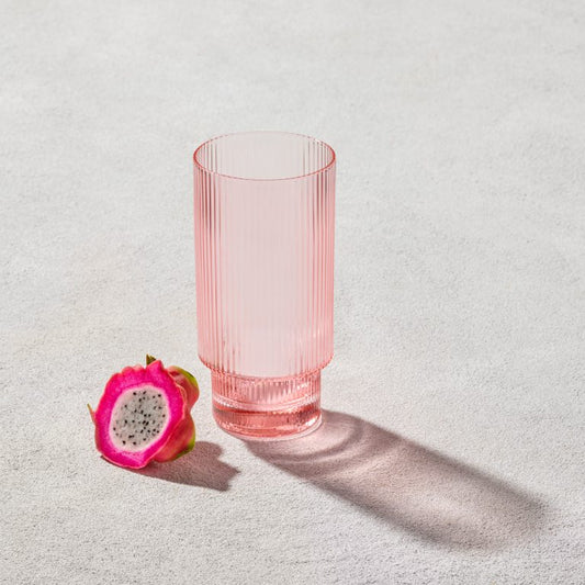 Blush Ribbed 15 oz Glass S/6