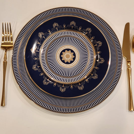 Navy Royal Bone China Dinnerware Set S/4