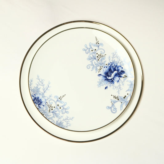 Blue Floral Accent Plate S/4