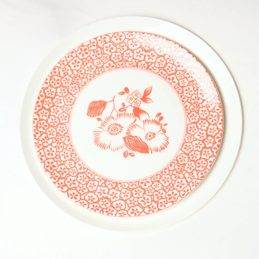 Coral Pink Mosaic Accent Plate S/4