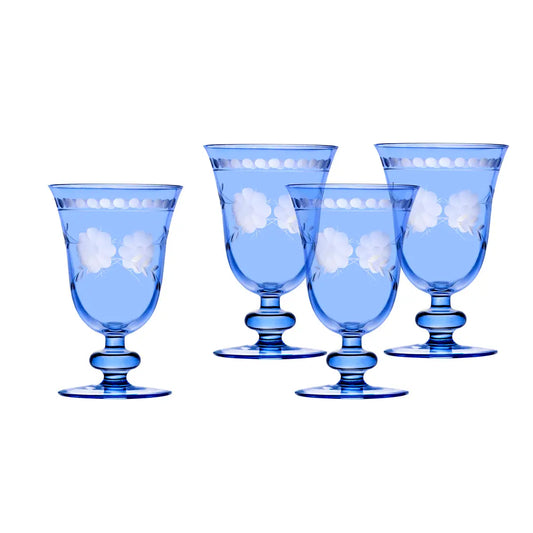 Belle Fleur Blue Goblets S/4