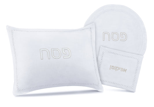 Hemstitch Linen Pesach Set