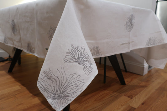 Floral Embroidered Shimmer Tablecloth