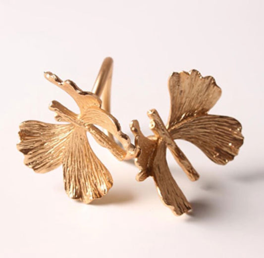 Gold Double Butterfly Napkin Rings S/4