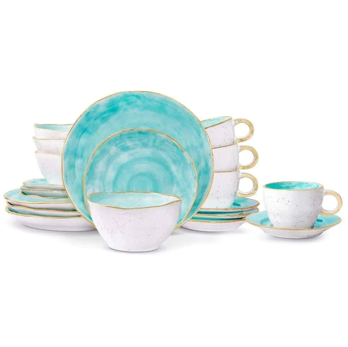 Cabana Turquoise Dinnerware S/4