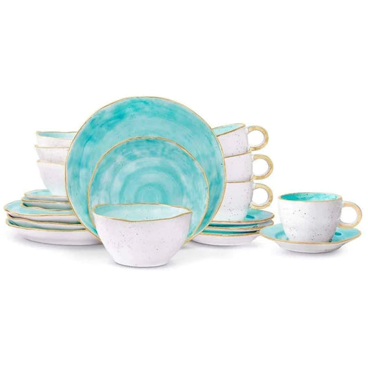 Cabana Turquoise Dinnerware S/4