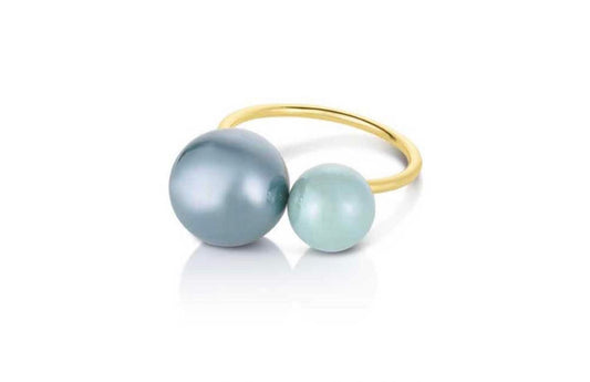 Teal Double Pearl Napkin Ring S/4