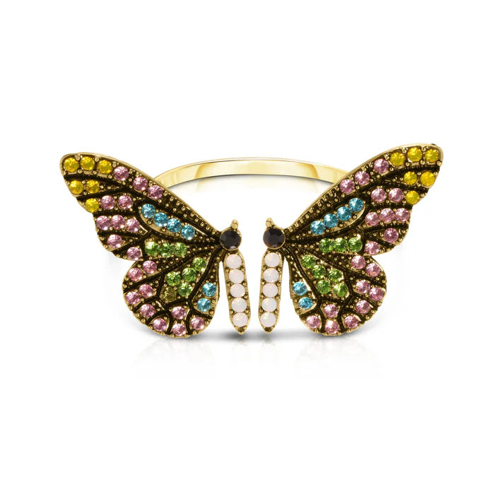 Rhinestone Butterfly Rings S/4