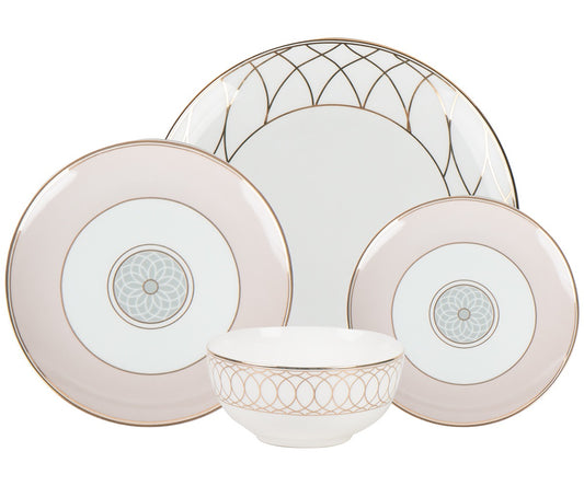 Pink & Gold Fine Dinnerware Set 16 pc