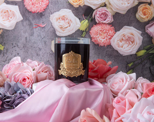 Cote Noire Candle - Dark Vessel with Gold Badge - Charente Rose
