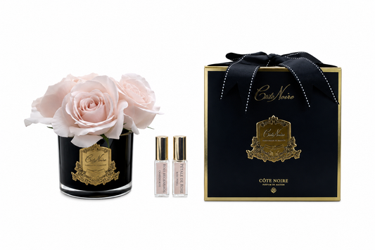 Cote Noire Perfumed Natural Touch 5 Roses - Black Glass- French Pink