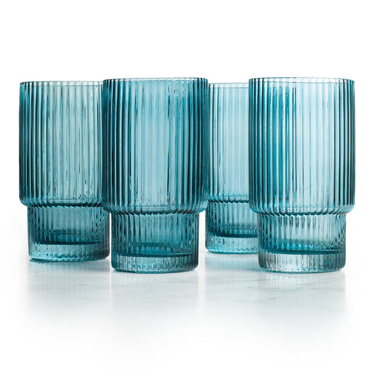 Sullivan Blue Highball Glasses S/4
