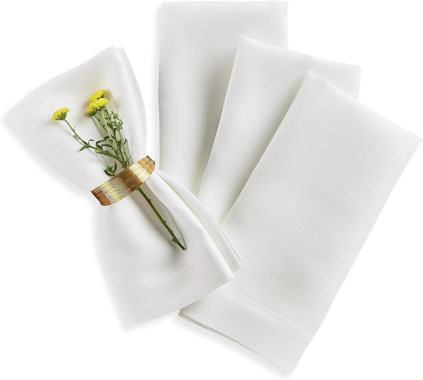 European White Linen Napkins S/4