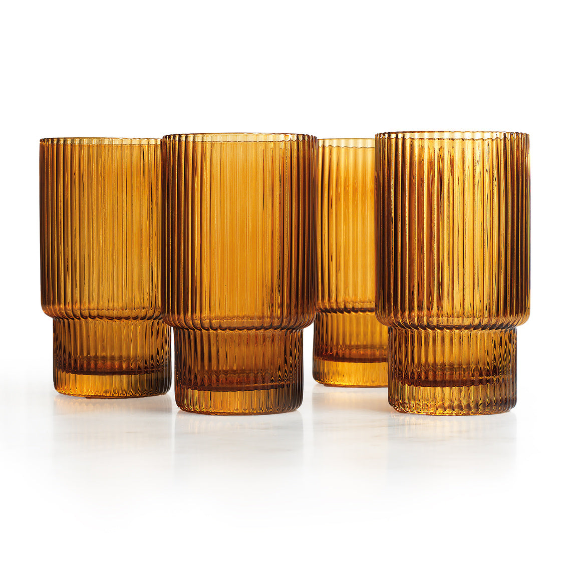 Sullivan Amber Highball Glasses S/4