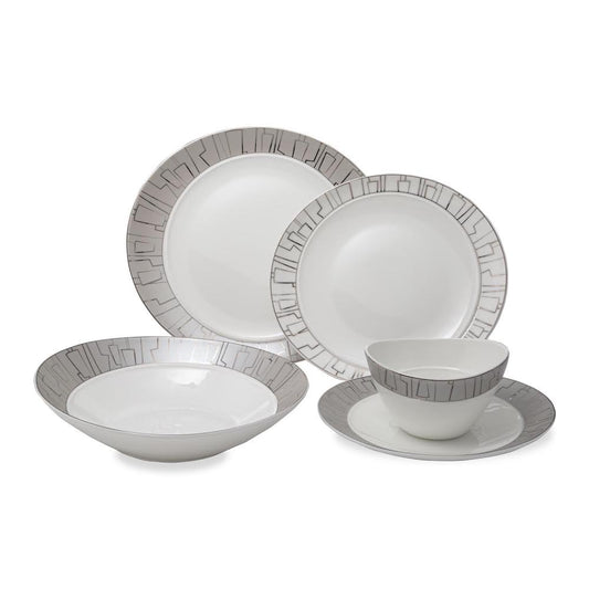 Silver Geo Dinnerware S/4