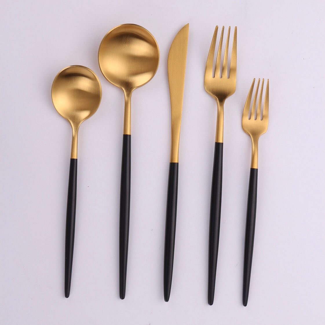 Mod Gold & Black Flatware S/4