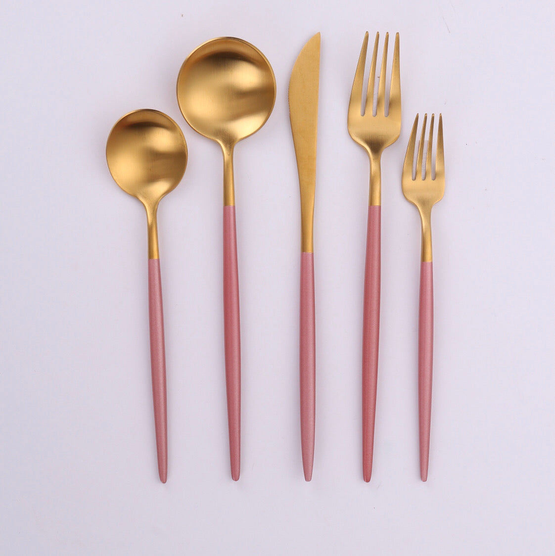 Mod Pink & Gold Flatware S/4