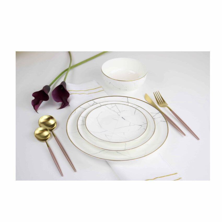 Carara Marble Dinnerware S/4