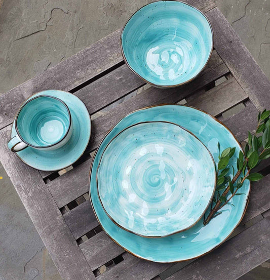 Cabana Turquoise Dinnerware S/4