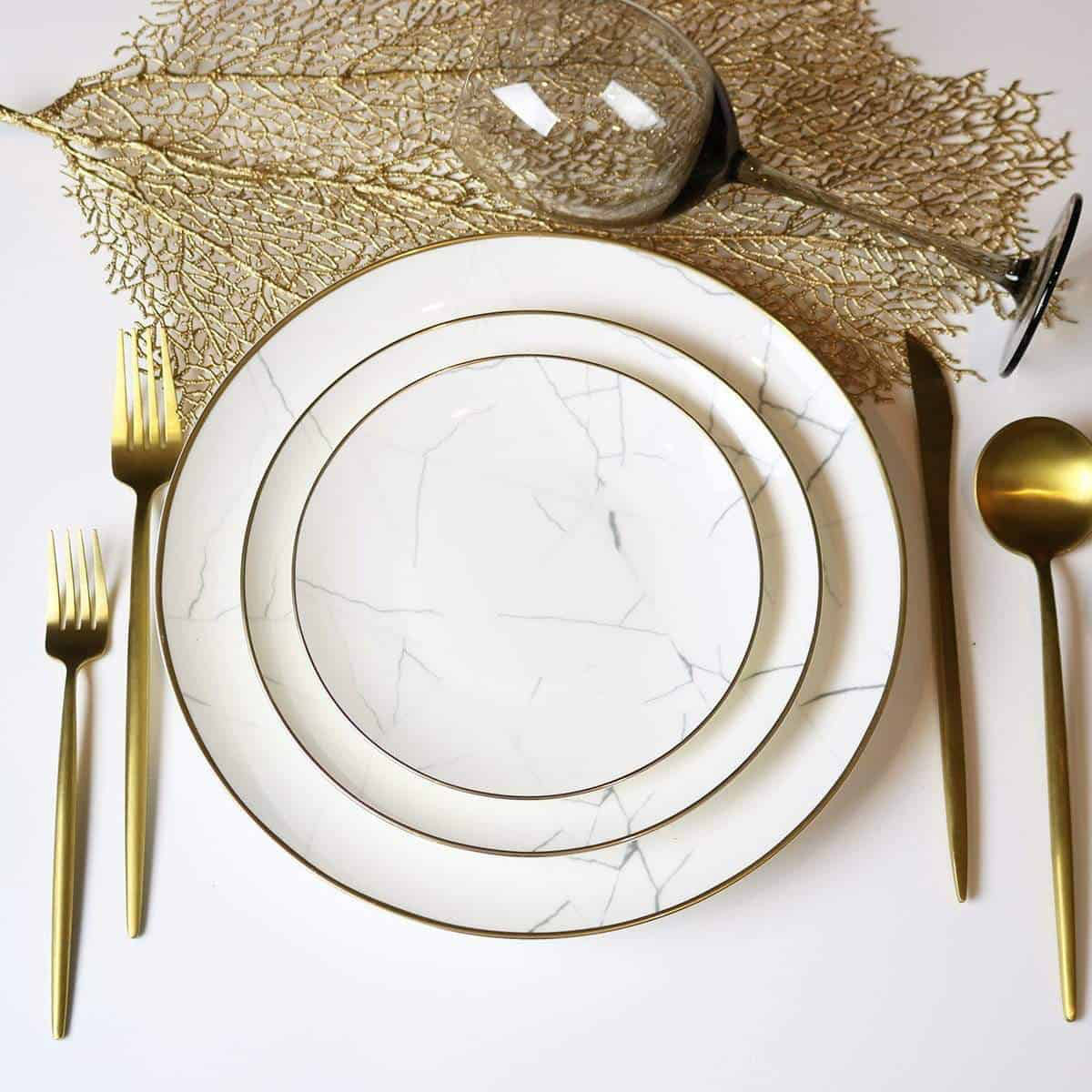 Carara Marble Dinnerware S/4